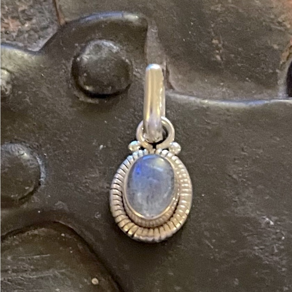 Silver and Labradorite Teardrop Pendant